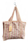 Hand made Vera Tucci Patterned Indian Cotton Zip Closure Tote Bag 17x17 Inches