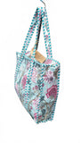 Hand made Vera Tucci Patterned Indian Cotton Zip Closure Tote Bag 17x17 Inches