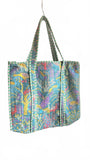 Hand made Vera Tucci Patterned Indian Cotton Zip Closure Tote Bag 17x17 Inches