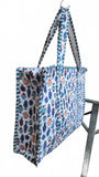 Hand made Vera Tucci Patterned Indian Cotton Zip Closure Tote Bag 17x17 Inches