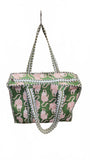 Hand made Vera Tucci Patterned Indian Cotton Zip Closure Tote Bag 17x17 Inches