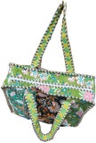 Hand made Vera Tucci Patterned Indian Cotton Zip Closure Tote Bag 17x17 Inches