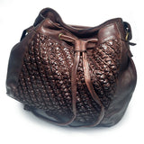 CASSANDRA - Style 104 - Luxury Washed Cross Body Drawstring Closure Leather  Bucket Bag NEW