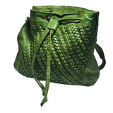 CASSANDRA - Style 104 - Luxury Washed Cross Body Drawstring Closure Leather  Bucket Bag NEW