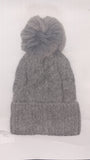 CLASSIC CABLE KNIT TURN UP ANGORA POM HAT AW23-RMD-92