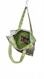 Hand made Vera Tucci Patterned Indian Cotton Zip Closure Tote Bag 17x17 Inches