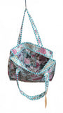 Hand made Vera Tucci Patterned Indian Cotton Zip Closure Tote Bag 17x17 Inches