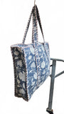 Hand made Vera Tucci Patterned Indian Cotton Zip Closure Tote Bag 17x17 Inches