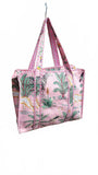 Hand made Vera Tucci Patterned Indian Cotton Zip Closure Tote Bag 17x17 Inches