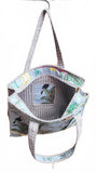 Hand made Vera Tucci Patterned Indian Cotton Zip Closure Tote Bag 17x17 Inches