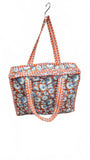 Hand made Vera Tucci Patterned Indian Cotton Zip Closure Tote Bag 17x17 Inches