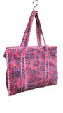 Hand made Vera Tucci Patterned Indian Cotton Zip Closure Tote Bag 17x17 Inches