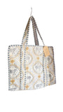 Hand made Vera Tucci Patterned Indian Cotton Zip Closure Tote Bag 17x17 Inches