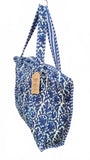 Hand made Vera Tucci Patterned Indian Cotton Zip Closure Tote Bag 17x17 Inches