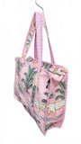 Hand made Vera Tucci Patterned Indian Cotton Zip Closure Tote Bag 17x17 Inches