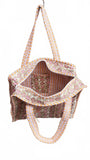 Hand made Vera Tucci Patterned Indian Cotton Zip Closure Tote Bag 17x17 Inches