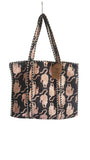 Hand made Vera Tucci Patterned Indian Cotton Zip Closure Tote Bag 17x17 Inches