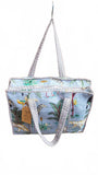 Hand made Vera Tucci Patterned Indian Cotton Zip Closure Tote Bag 17x17 Inches