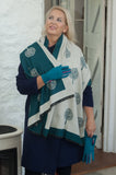 Scarves GAIA - TREE OF LIFE SCARF - Vera Tucci OriginalsAccessories TEAL/CREAM