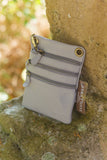 Leather Bag FIFI- MULTI ZIP SMALL POUCH BAG - Vera Tucci OriginalsBags PLAIN LIGHT GREY