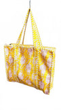 Hand made Vera Tucci Patterned Indian Cotton Zip Closure Tote Bag 17x17 Inches
