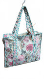 Hand made Vera Tucci Patterned Indian Cotton Zip Closure Tote Bag 17x17 Inches