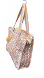 Hand made Vera Tucci Patterned Indian Cotton Zip Closure Tote Bag 17x17 Inches