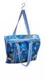 Hand made Vera Tucci Patterned Indian Cotton Zip Closure Tote Bag 17x17 Inches