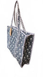 Hand made Vera Tucci Patterned Indian Cotton Zip Closure Tote Bag 17x17 Inches