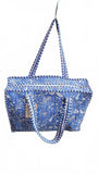 Hand made Vera Tucci Patterned Indian Cotton Zip Closure Tote Bag 17x17 Inches