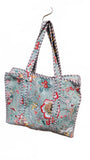 Hand made Vera Tucci Patterned Indian Cotton Zip Closure Tote Bag 17x17 Inches