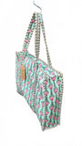 Hand made Vera Tucci Patterned Indian Cotton Zip Closure Tote Bag 17x17 Inches