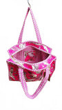 Hand made Vera Tucci Patterned Indian Cotton Zip Closure Tote Bag 17x17 Inches