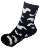 VERA TUCCI LUXURY WOMENS COSY FLUFFY SOCKS RMD2403-07-01 BLACK COW