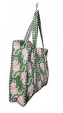 Hand made Vera Tucci Patterned Indian Cotton Zip Closure Tote Bag 17x17 Inches