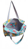 Hand made Vera Tucci Patterned Indian Cotton Zip Closure Tote Bag 17x17 Inches
