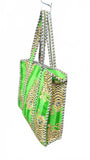 Hand made Vera Tucci Patterned Indian Cotton Zip Closure Tote Bag 17x17 Inches
