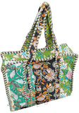 Hand made Vera Tucci Patterned Indian Cotton Zip Closure Tote Bag 17x17 Inches
