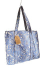 Hand made Vera Tucci Patterned Indian Cotton Zip Closure Tote Bag 17x17 Inches