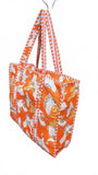 Hand made Vera Tucci Patterned Indian Cotton Zip Closure Tote Bag 17x17 Inches