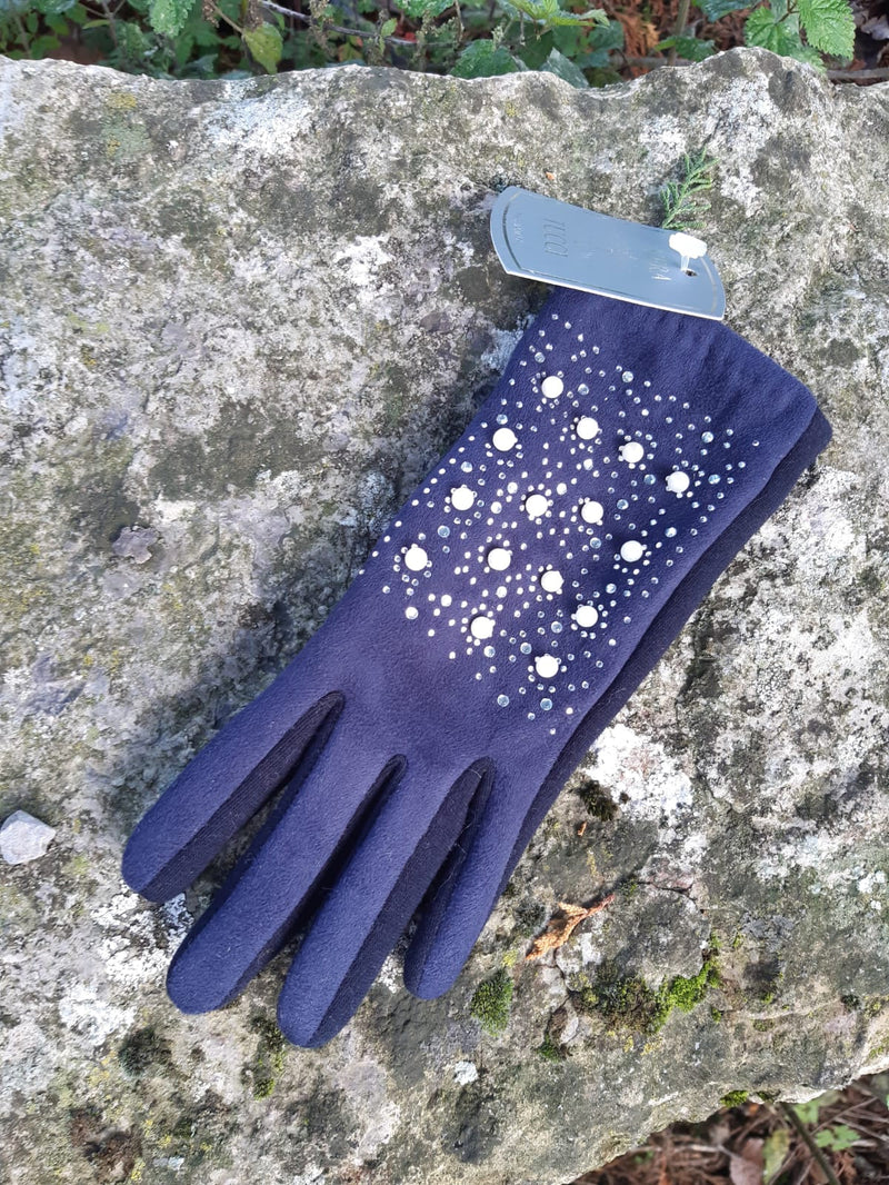 Gloves Brittany Faux Suede Pearl Detail Gloves - KCG28 - Vera Tucci OriginalsAccessories