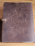 Journal Large Leather Bound Journal Gone Fishing Design - Vera Tucci OriginalsVera Tucci Originals