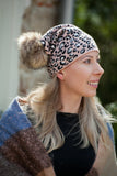 Hat SIRI (Hat) - Sparkly Leopard Pom Pom Hat (has matching glove) (Faux fur pom) - Vera Tucci OriginalsAccessories ROSE PINK