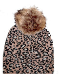 Hat SIRI (Hat) - Sparkly Leopard Pom Pom Hat (has matching glove) (Faux fur pom) - Vera Tucci OriginalsAccessories
